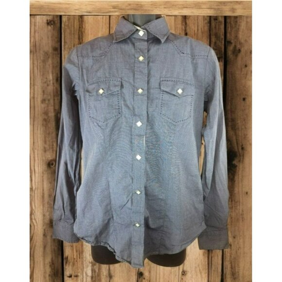 Sherry Cervi X RU Apparel Womens Shirt Medium Chambray Western Snap - Picture 1 of 8